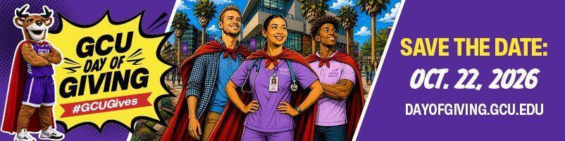 GCU Day of Giving wide banner, save the date Oct. 22, 2026