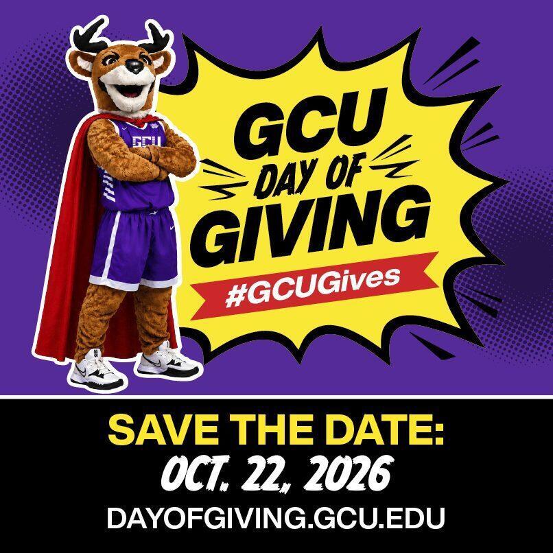 GCU Day of Giving square post for X and LinkedIn, save the date Oct. 22, 2026